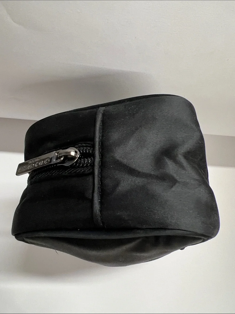 Giorgio Armani Parfums Black Satin Cosmetics Zip Clutch Pouch Bag - New